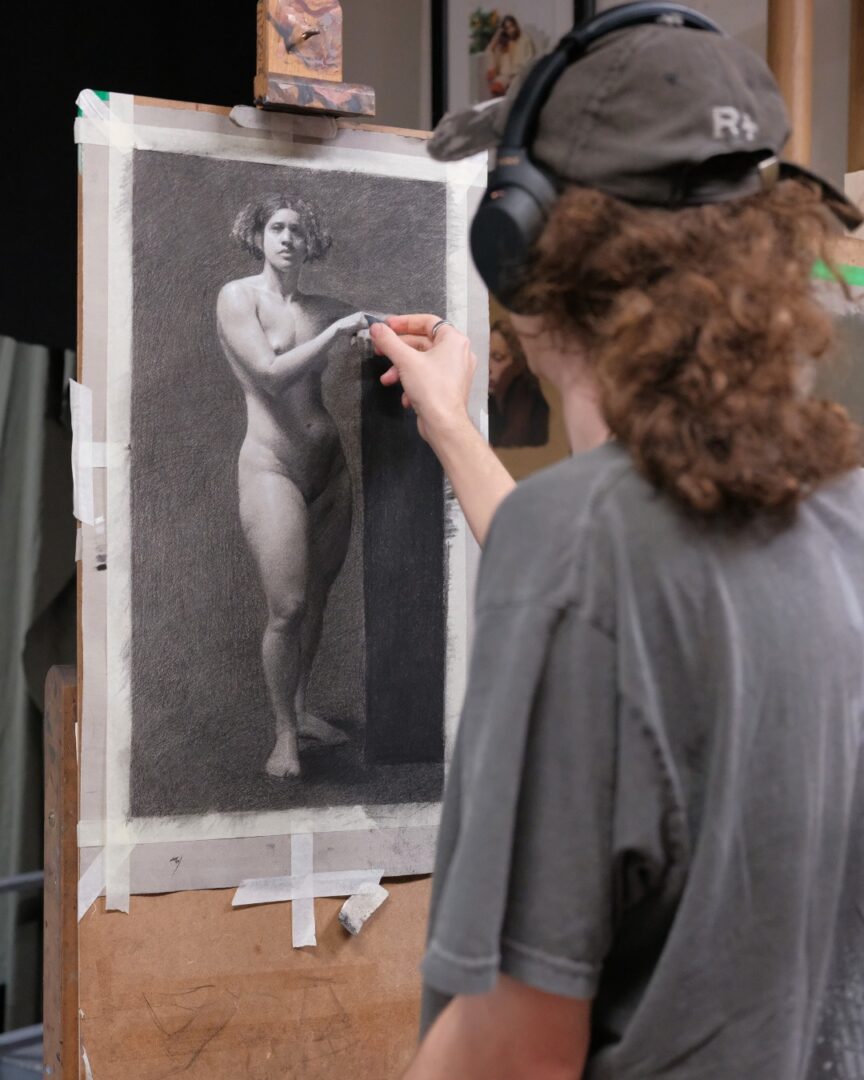 Figure long pose drawing by student Theo Norris