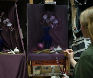 Still life painting in progress by student Emma Prothero (@eprotheroart)