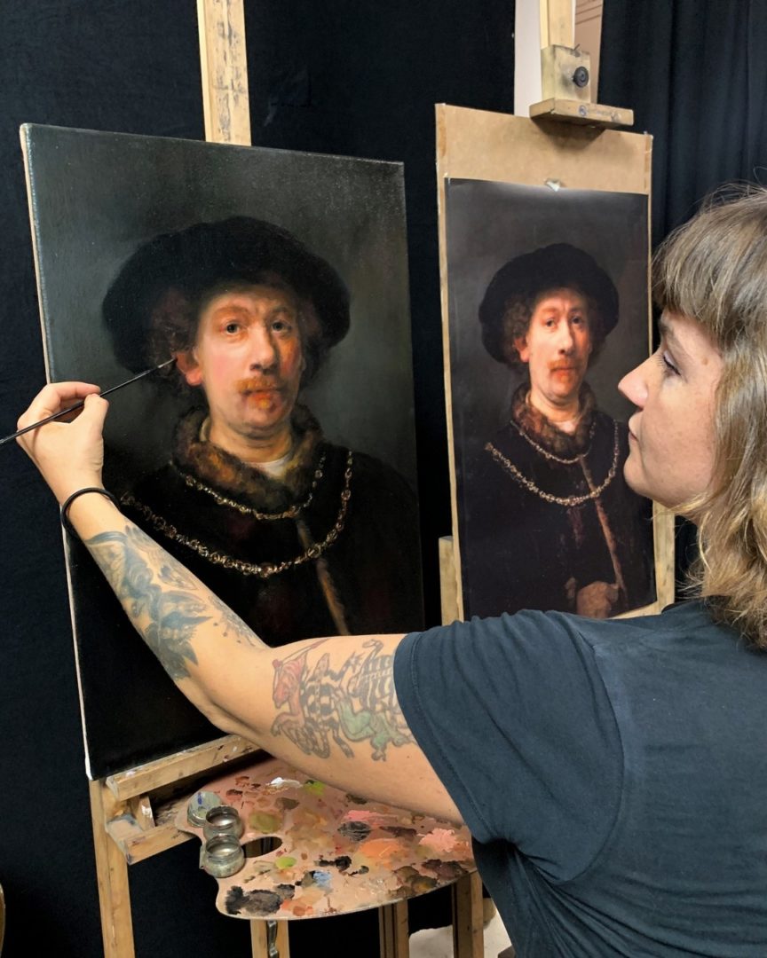 Master copy of Rembrandt's self-portrait by BAA student @nancytattooer 

#bcnacademyofart #academicart #realism #mastercopy #realistartwork #contemporarypaiting #arterealista #academicpainting #pintura