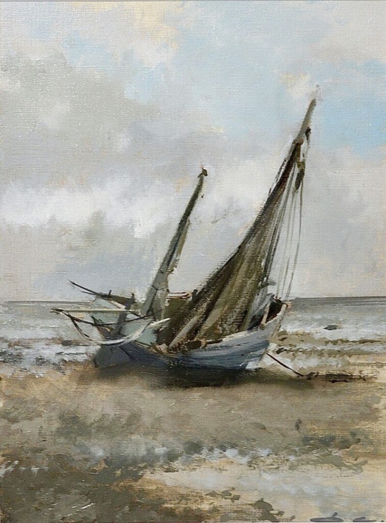 estudio de “barca de pesca (costa de normandía)” de carlos de haes